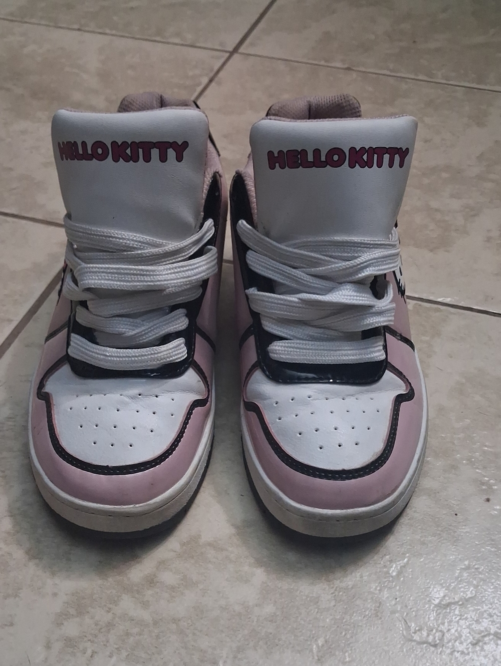 Hello Kitty White and Light Pink Kids High-Top Sneakers